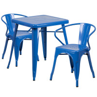Flash Furniture CH-31330-2-70-BL-GG Metal Table Set in Blue